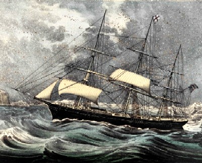 A Clipper Sailing in a Snow Squall